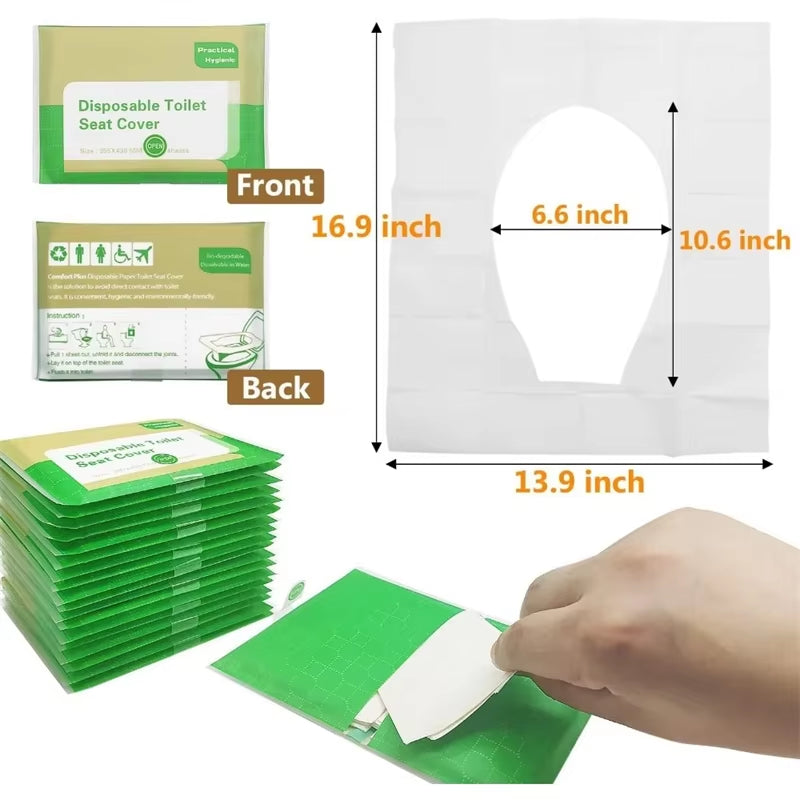 50Pcs Disposable Toilet Seat Cover Non-Woven Fabric Toilet Mat Seat Waterproof Soluble Water Todder Toilet Training Seat Covers