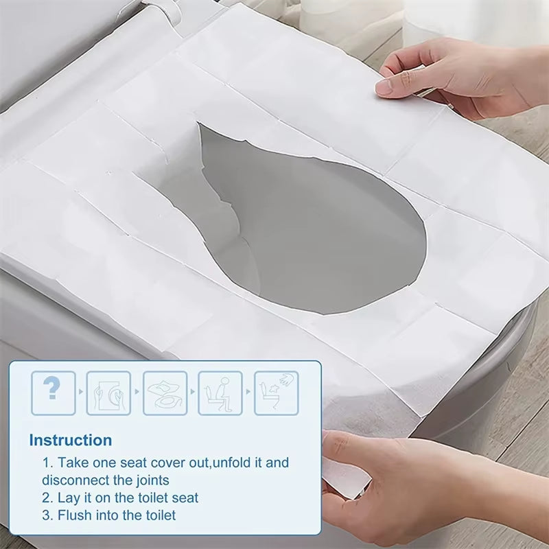 50Pcs Disposable Toilet Seat Cover Non-Woven Fabric Toilet Mat Seat Waterproof Soluble Water Todder Toilet Training Seat Covers